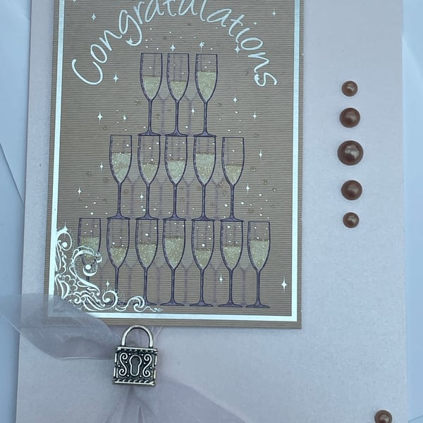 Champagne tower Congratulations Wedding or engagement card