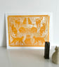 Lino Print Ginger Cats - Cat Lover Gift - Cat Wall Art - Art Deco Style - Image 3