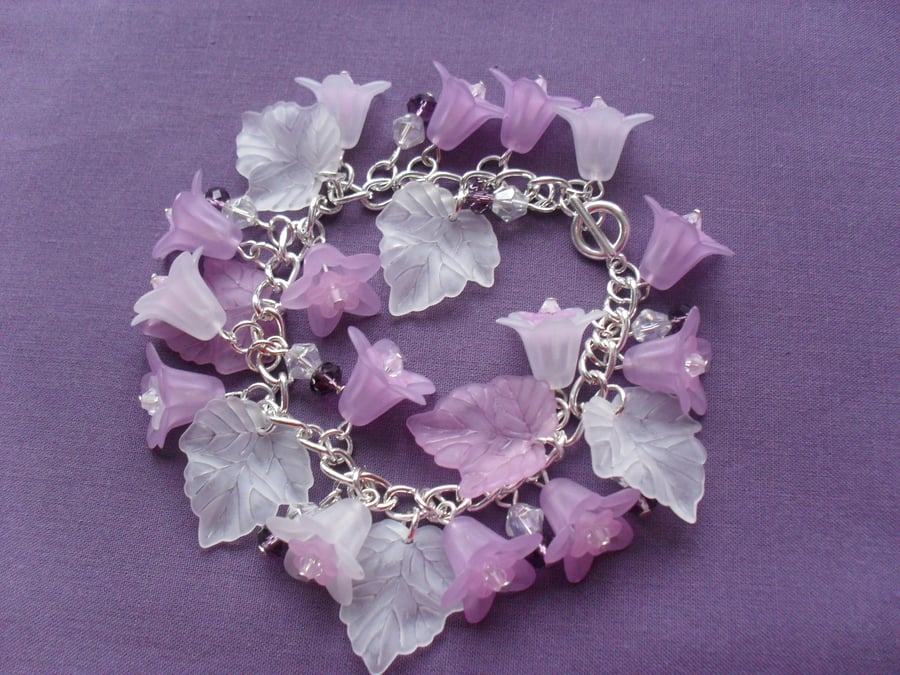 Sale Lilac Flower Charm Bracelet