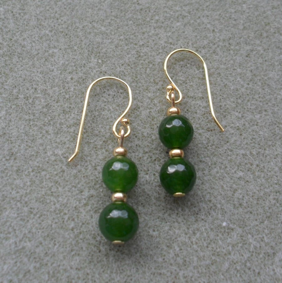 Green Quartz Dangle Earrings Gold Plated Earrings