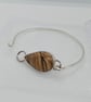 Picture Jasper Oval Cuff Bangle Sterling Silver Hallmarked Gift for her  - Image 1