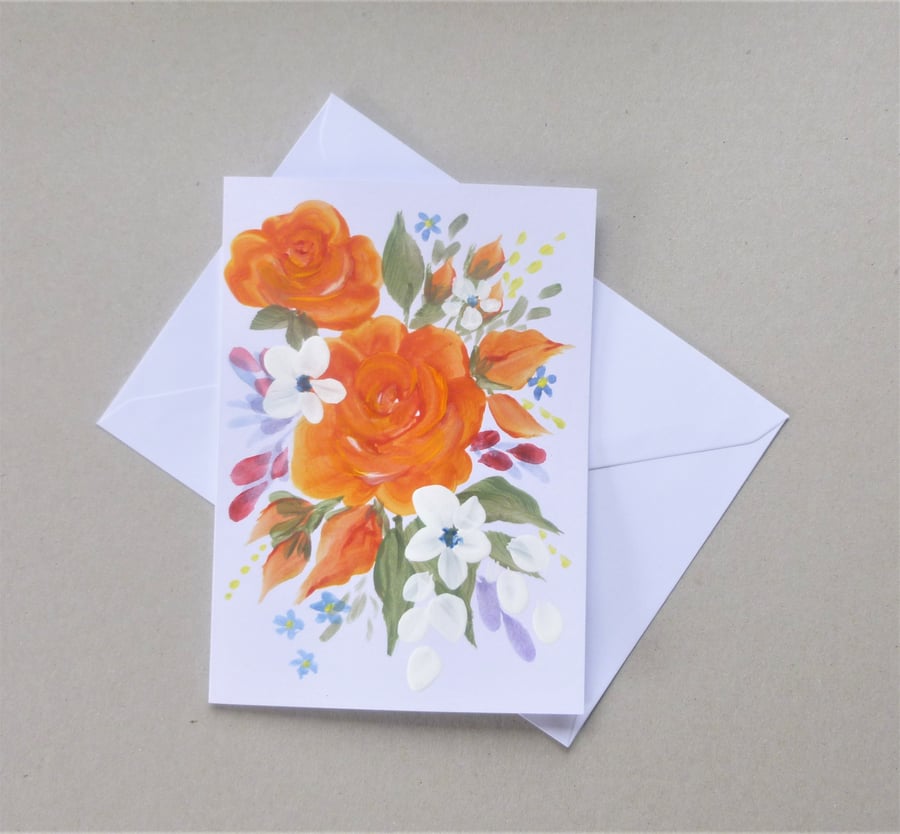 original art hand painted blank greetings card ( ref F 456.B1 )