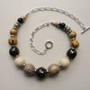 Black and Tan Chunky Necklace   KCJ609