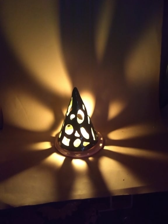 Christmas tree lantern ceramic green and red. Tealight holder Christmas.