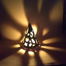Christmas tree lantern ceramic green and red. Tealight holder Christmas.
