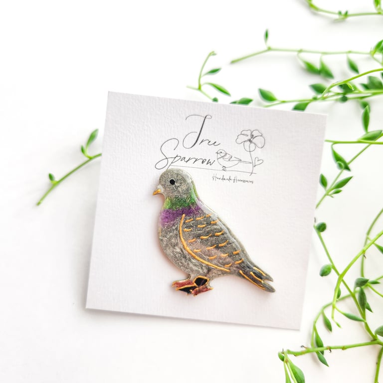 Hand-painted Bird Brooch