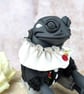 'Rospo', a black porcelain and textile frog imp. - Image 3