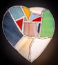 Multicoloured heart light-catcher made in copper foiled stained glass technique
