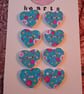 Set of Eight Heart Buttons – Turquoise and Dot design - Image 1