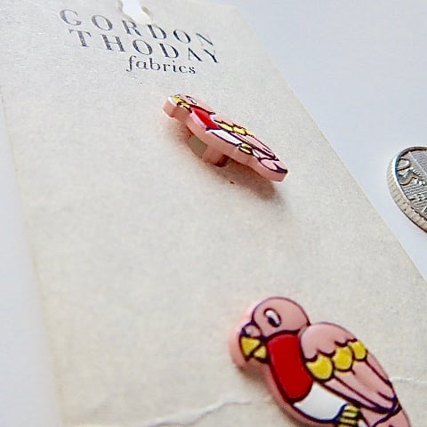 Parrot buttons, vintage buttons, pink parrots - Folksy