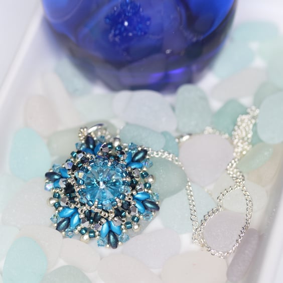 Sparkly Dark Aquamarine Ceres Pendant 