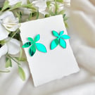 Green Wild flower Statement Acrylic Studs