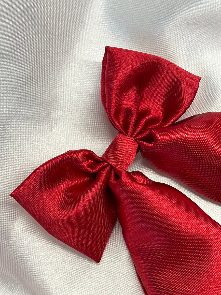 Red Hair Bow Satin Hair Accessories Big Oversized Hair Bow Clip For Girls Women