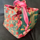 Teal and Red Japanese Rice Bag