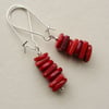 Red Shell Disc Bead Earrings   KCJE698