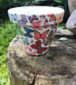 Large Handcrafted 155mm Diameter decoupaged "Butterfly" design terracotta pot - Image 1
