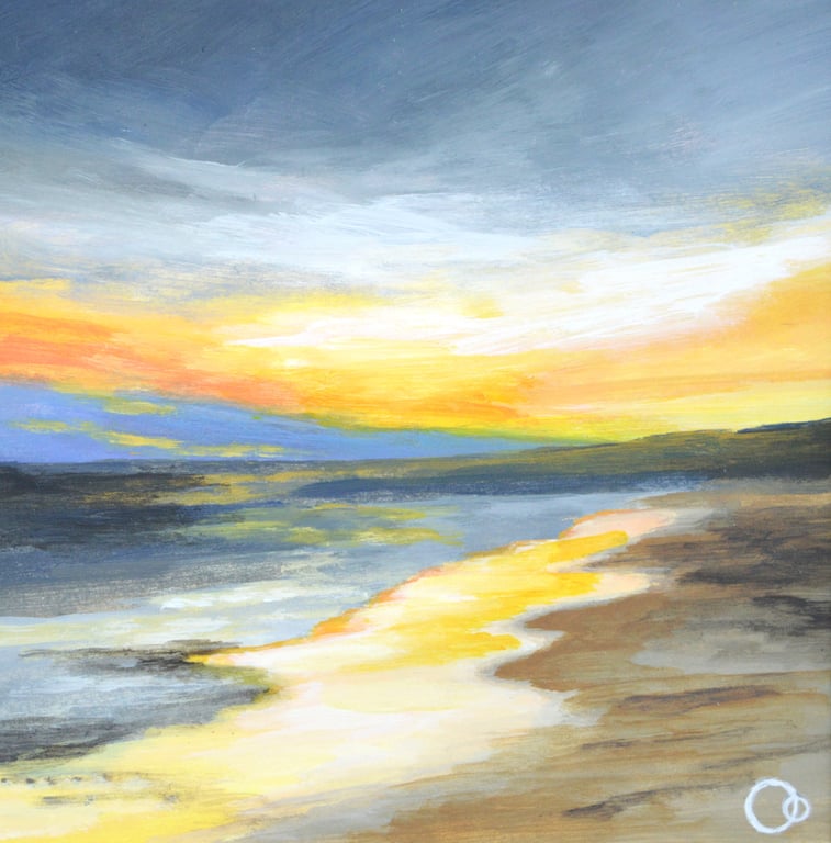 Golden Sunset Original Acrylic Seascape Painting