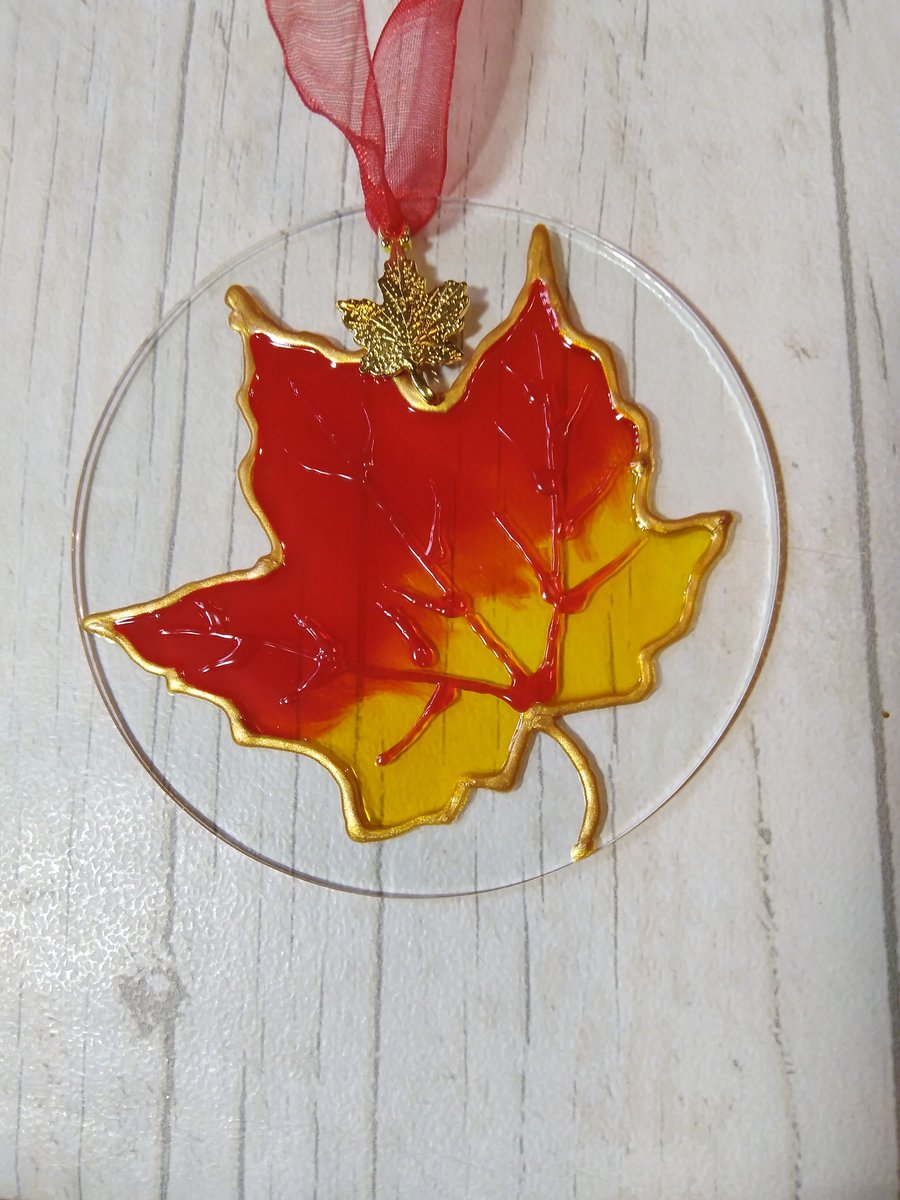 Maple leaf sun catcher decoration. 