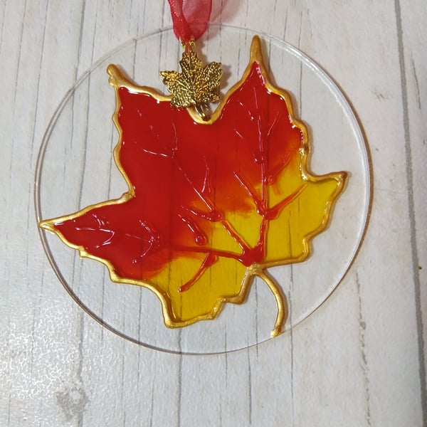 Maple leaf sun catcher decoration. 