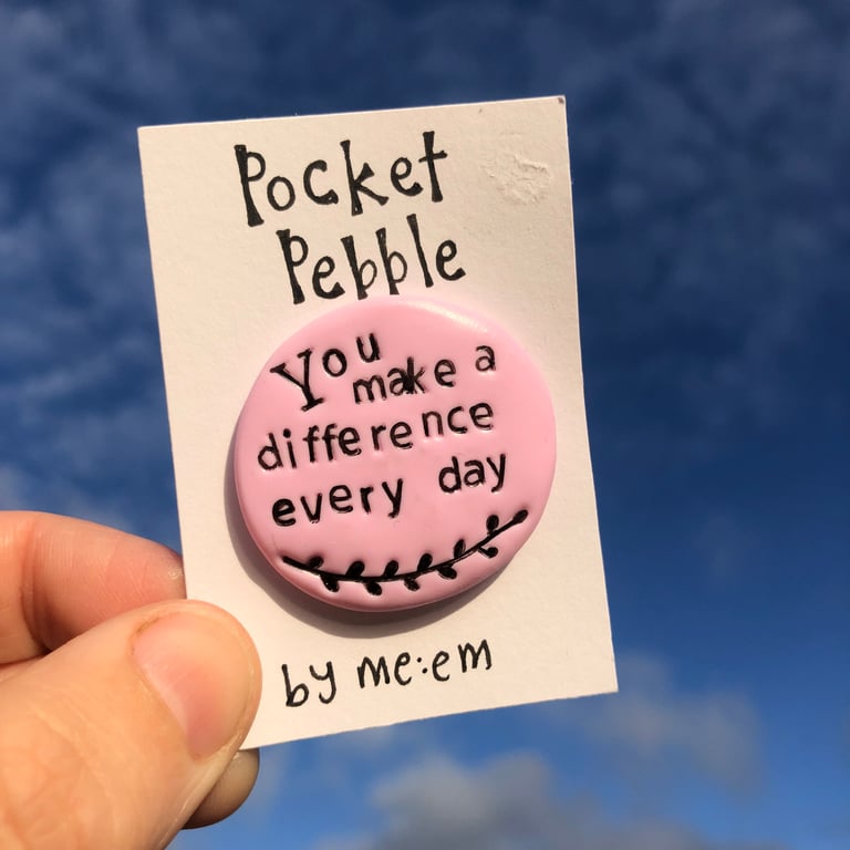 You make a difference every day Teacher Teaching Assistant Gift Pocket Pebble