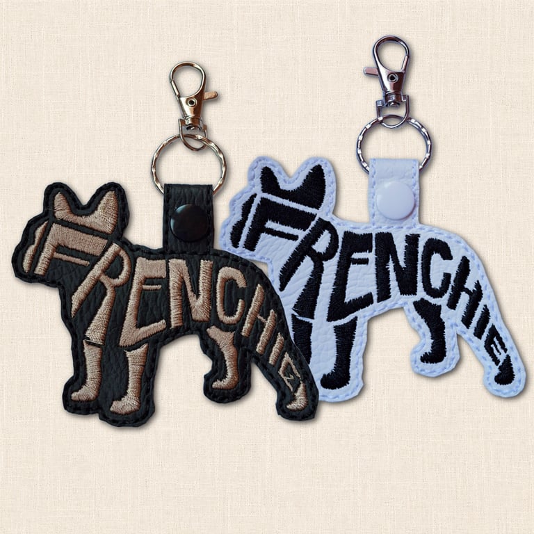French Bulldog Keyring - Dog Silhouette Word Art Accessory