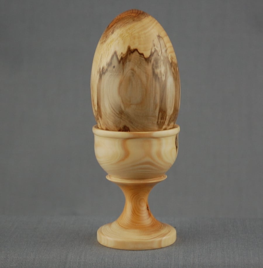 Exceptional Yew Egg with Stand