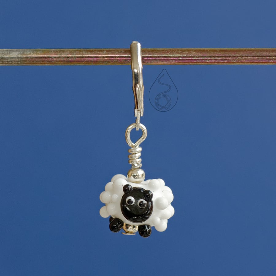 Tiny Glass Sheep Stitch Marker