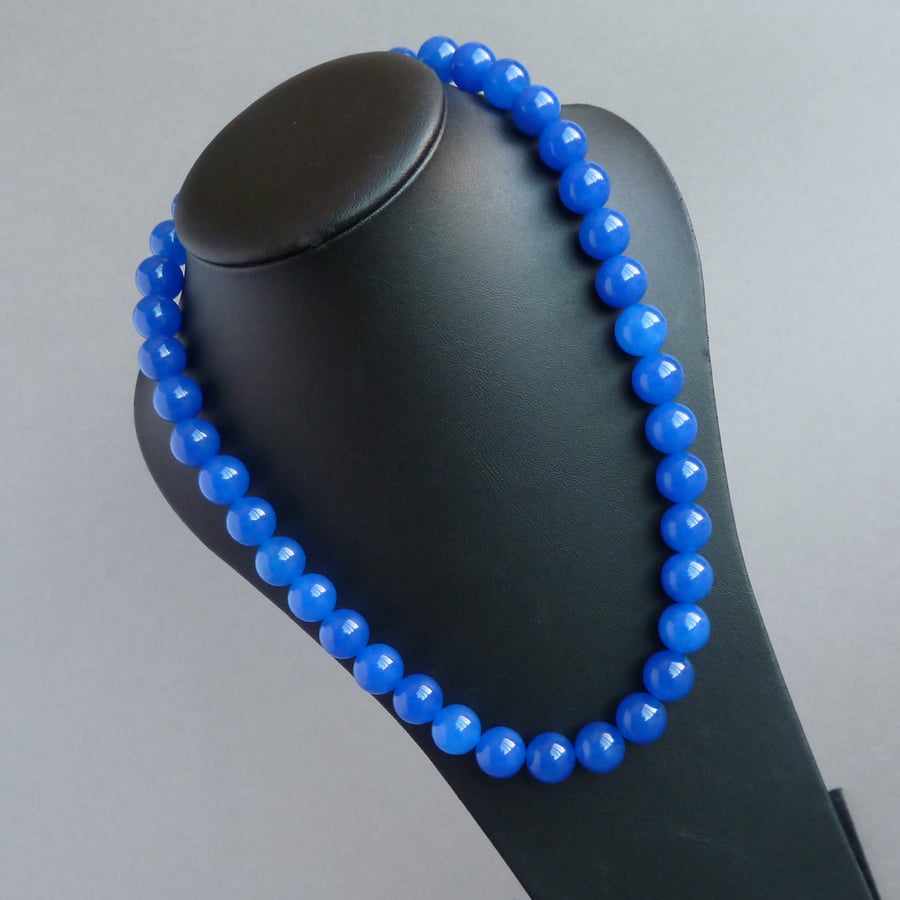 Chunky Royal Blue Necklace - Cobalt Blue Stone Jewellery - Bright Blue