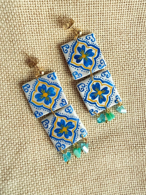SERENA - Mediterranean Tile Style Statement Earrings