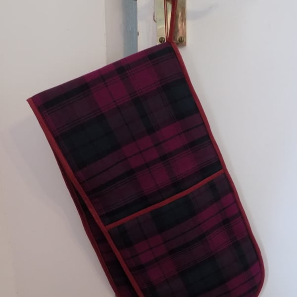 Tartan Double Oven Gloves Check Plaid Heat Resistant Oven Mitts Pink Purple