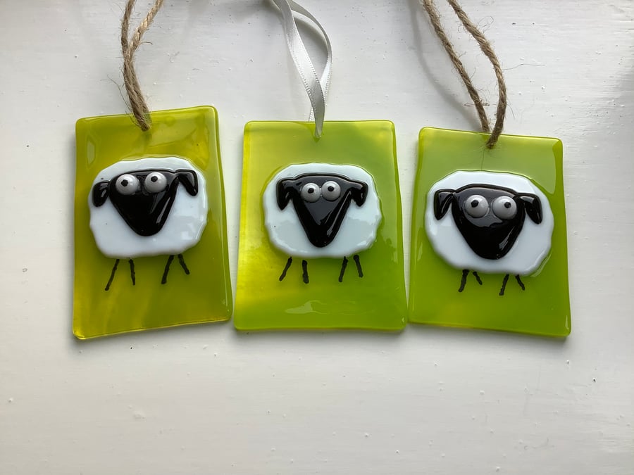 Silly Sheep Glass Suncatcher