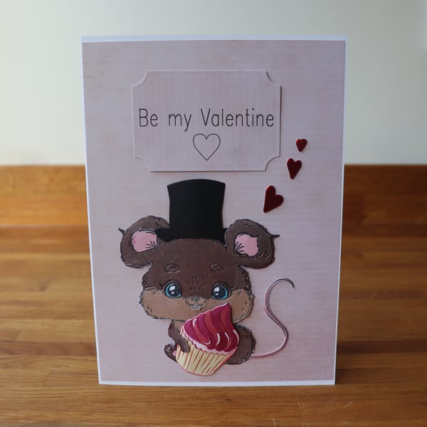 Valentine's Mouse with Cupcake. Sweet Heart.