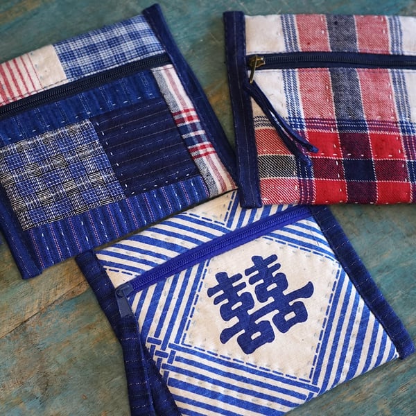 Fabric Square Pouch – Small Cable & Makeup Bag, Accessories Zipper Pouch