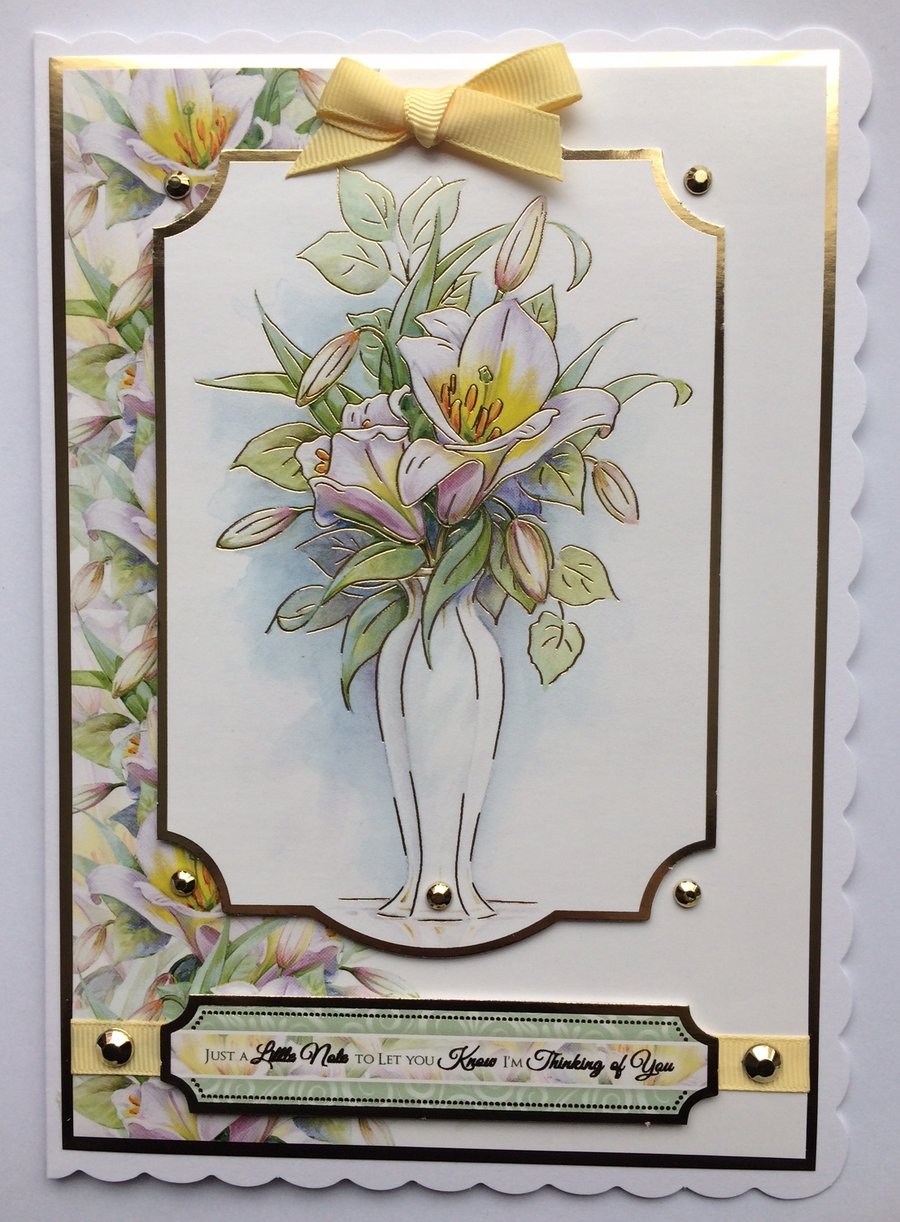 Sympathy Card Vase Lilies A Note to Let You Know I'm Thinking of You