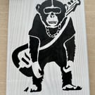 Guitar Monkey Stencil Wood Art