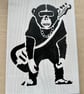 Guitar Monkey Stencil Wood Art