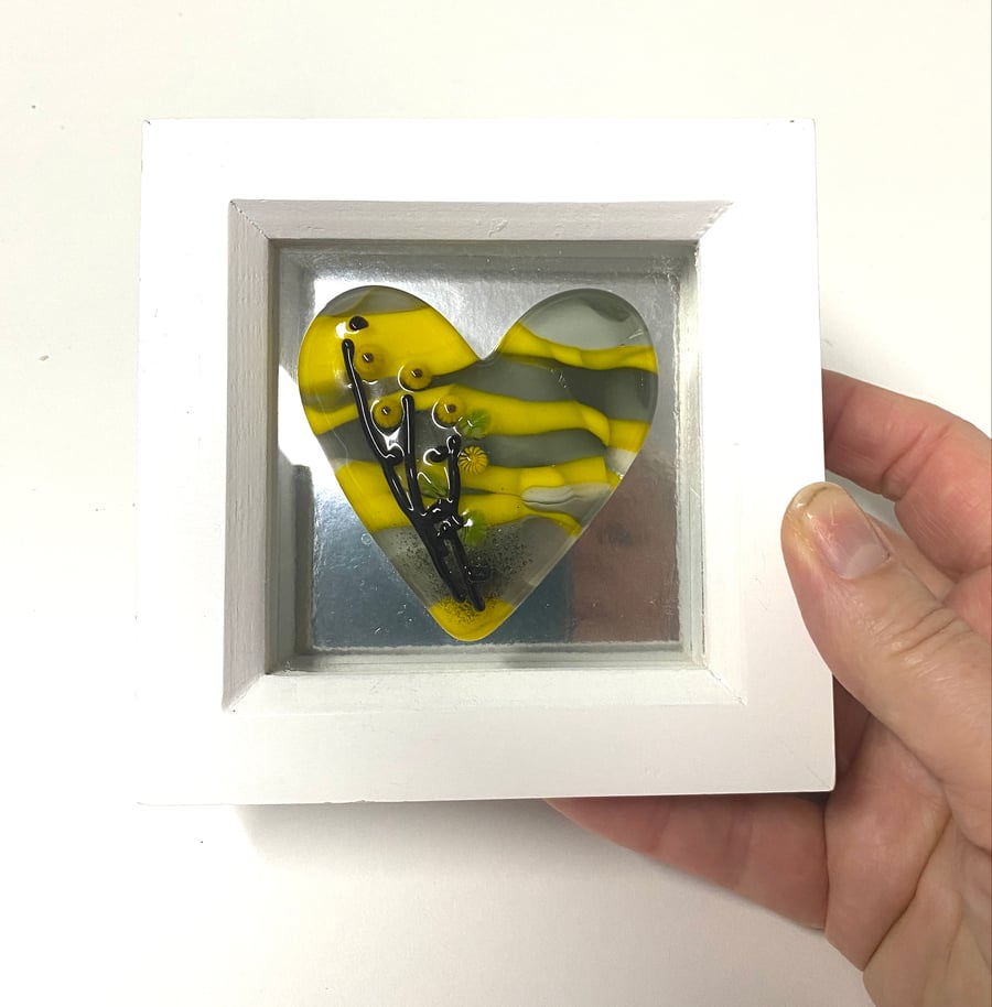 SALE ITEM - fused glass framed heart 