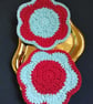 Flower coaster set - Red & blue - Image 1