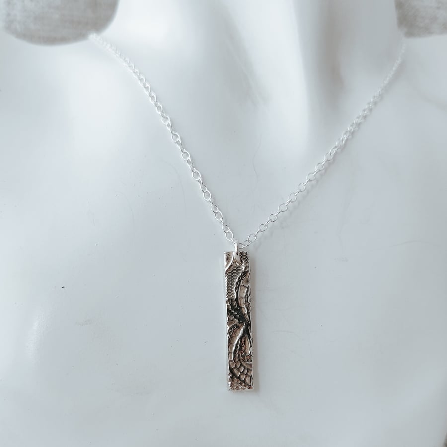 Handmade Fine Silver Orthogonal Pendant Necklace- Heritage Lace Design