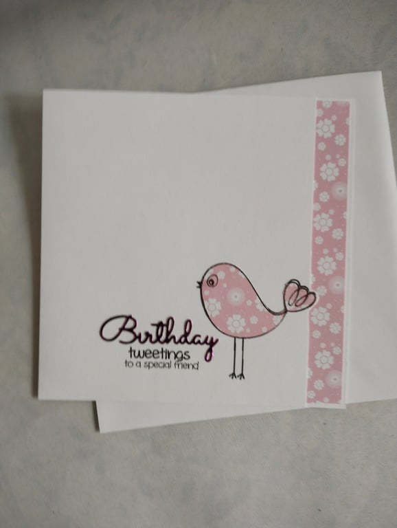 Handmade Birthday Card - Birthday Tweetings to a special friend 