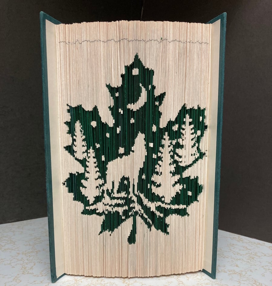 Maple Leaf with Wolf 180 CUT & FOLD Book Folding Pattern - EMAILED PDF PATTERN