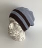 SLOUCH BEANIE hat 'Traveller'. Alpaca and wool blend. Ice blue, brown. - Image 1