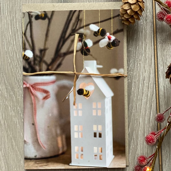 Pack Of Six Festive Bee Christmas Cards