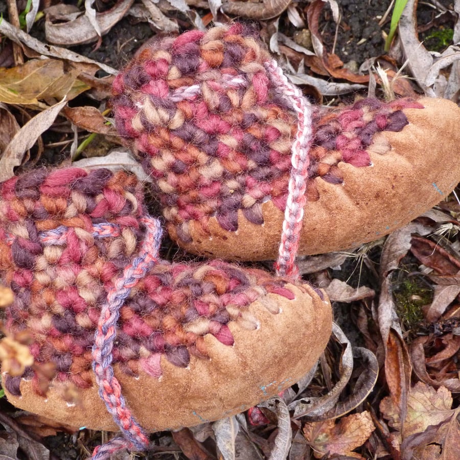 Wool & Leather baby boots - Ginger Nut- sizes 1-3 - optional personalisation