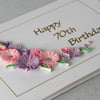 70th birthday card, quilled flowers                  