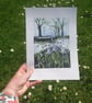 Violets on the river bank - linoprint - Image 5