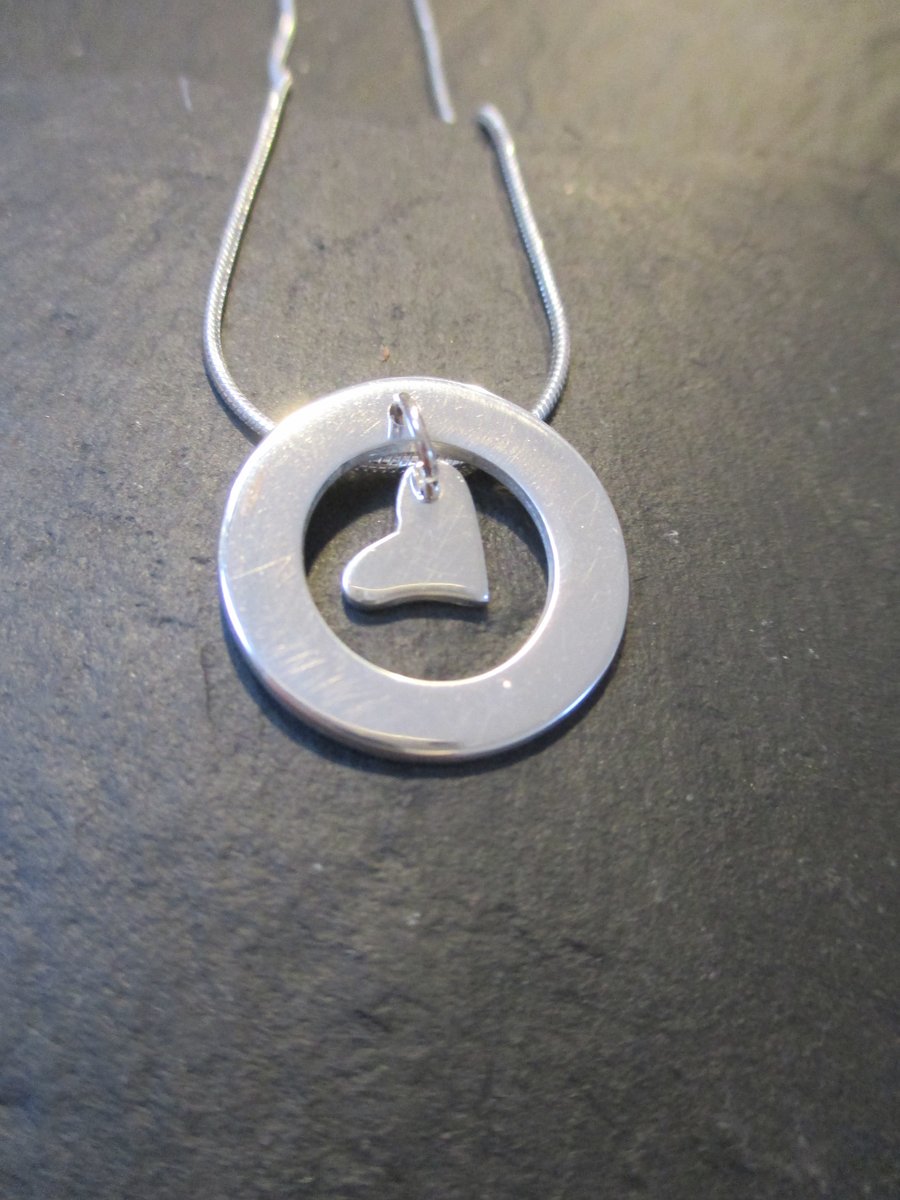 Circle hoop and heart pendant