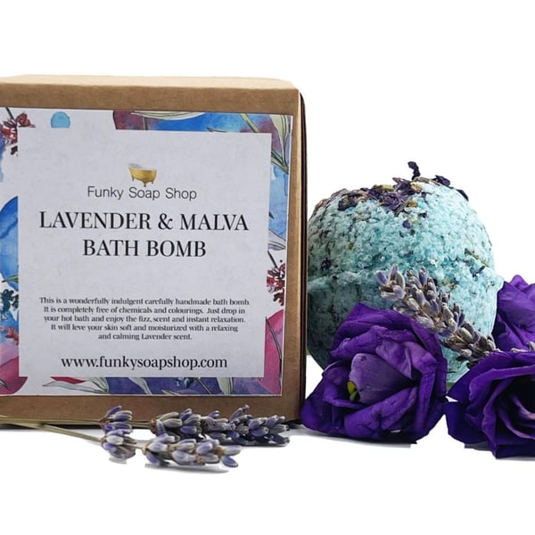 Lavender and Malva Bath Bomb, 5cm Diameter