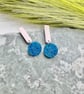 White Polymer Clay and Blue Glitter Acrylic Earrings