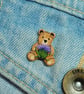 Scottish Thistle Pin, Handmade Scottish Gift, Tiny Bear Brooch, Scotland Teddy - Image 3